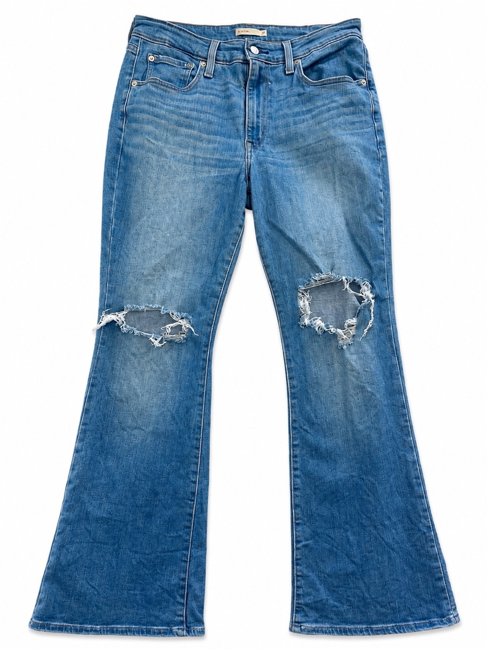 Levi’s 726 High Rise Flare Jeans Women’s 31x32 Distressed Medium Wash